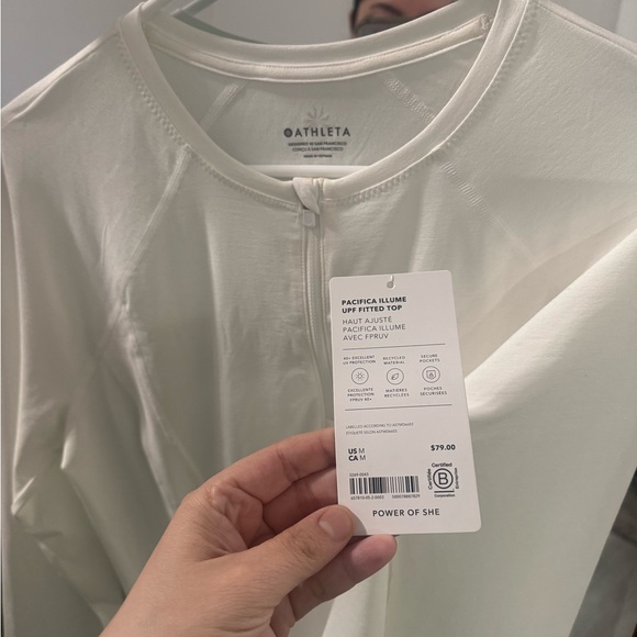 BNWT Athleta Pacifica Illume UPF Fitted Top- White - Picture 6 of 8